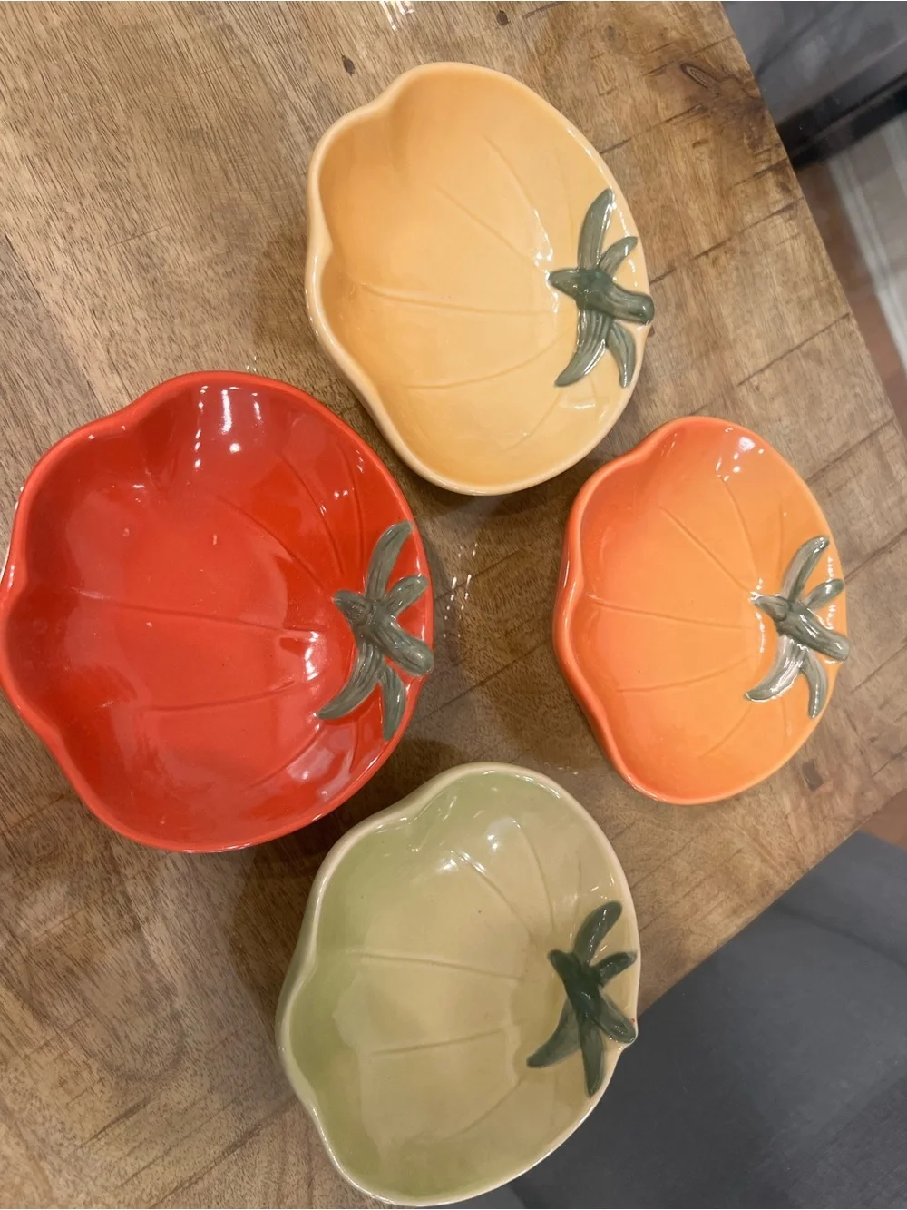 ceramic heirloom tomato dipping bowls by Williams Sonoma